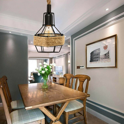 Vintage Pendant Shade Modern Hanging Retro Lighting Industrial Metal Hemp Ceiling~2708