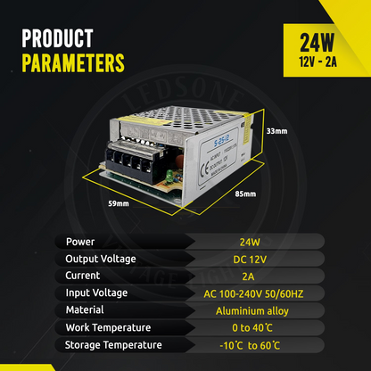 12V DC Power Supply 24W Driver Regulated ~ 3372