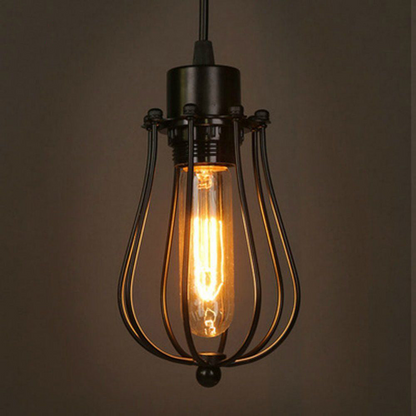 Vintage Balloon Cage Pendant Light Retro Industrial Black Metal ~3200