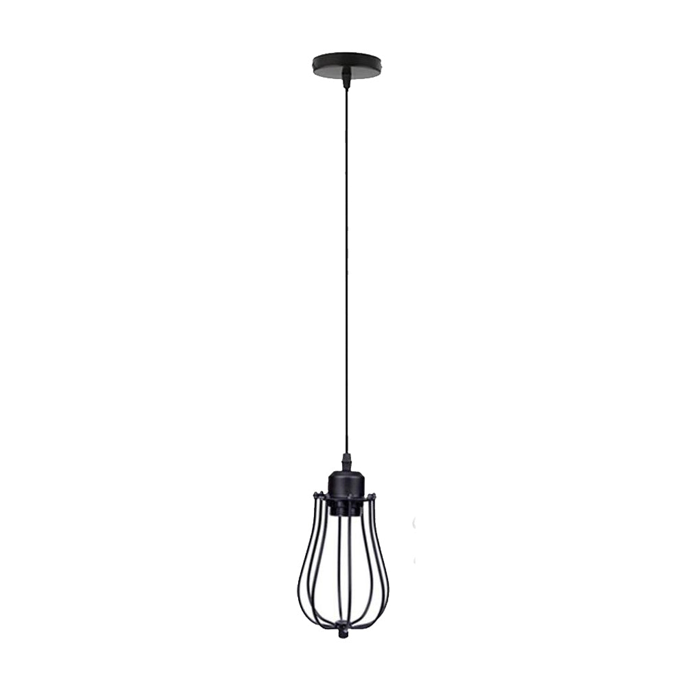 Vintage Balloon Cage Pendant Light Retro Industrial Black Metal ~3200