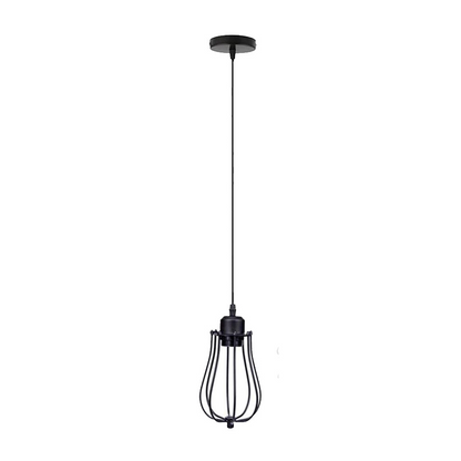 Vintage Balloon Cage Pendant Light Retro Industrial Black Metal ~3200