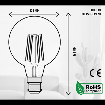 Vintage 8W LED Filament G125 Dimmable Bulb ~3217
