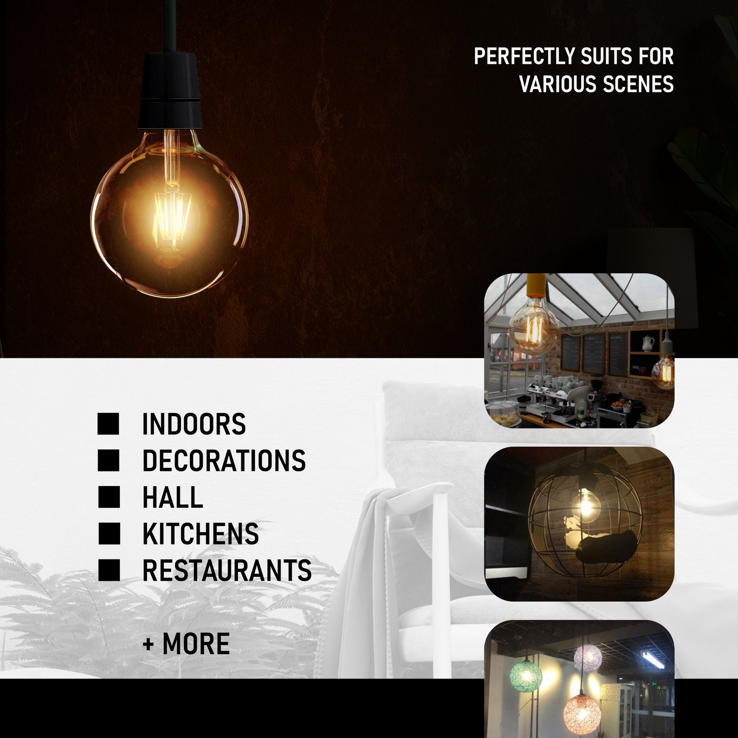 Vintage 8W LED Filament G125 Dimmable Bulb ~3217