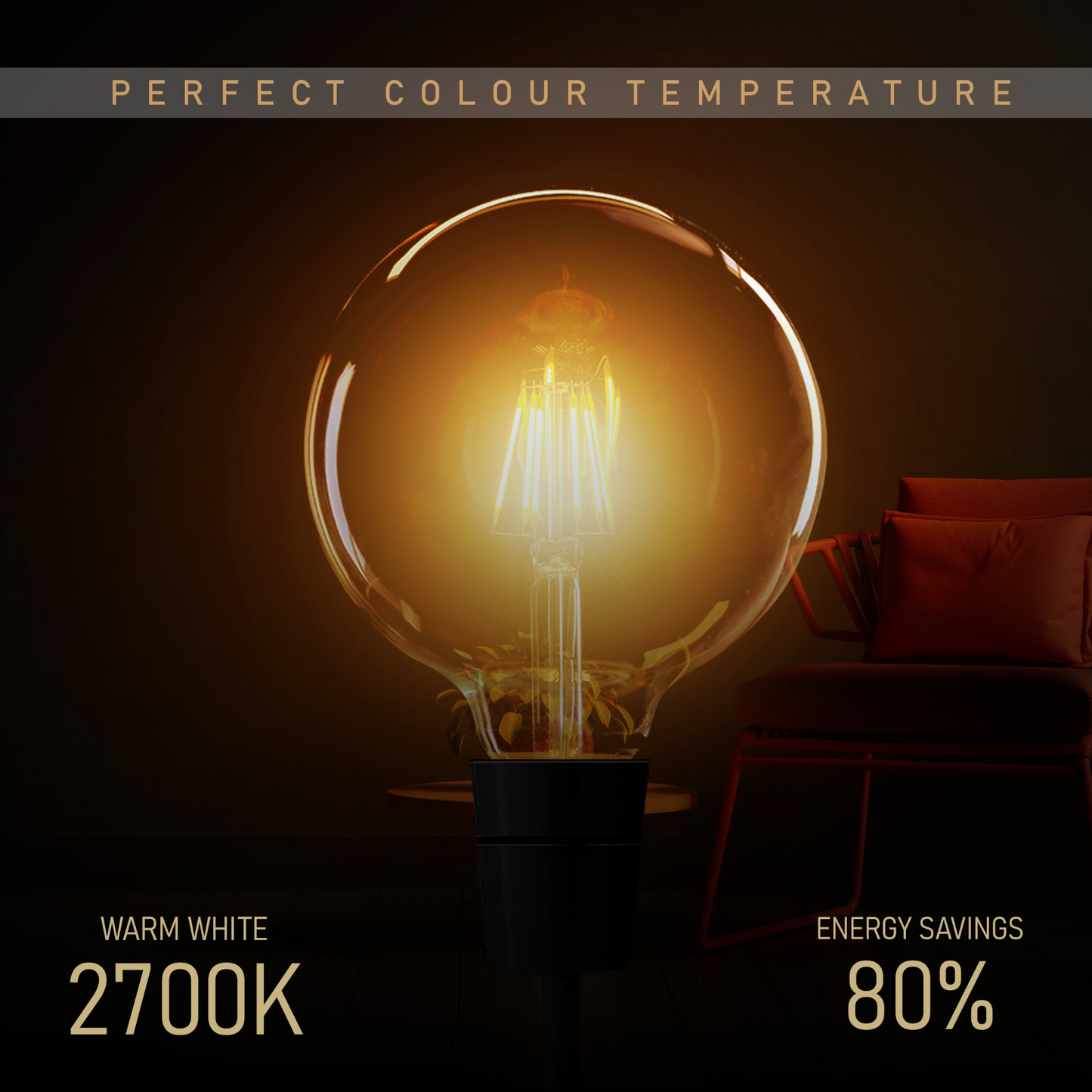 Vintage 8W LED Filament G125 Dimmable Bulb ~3217