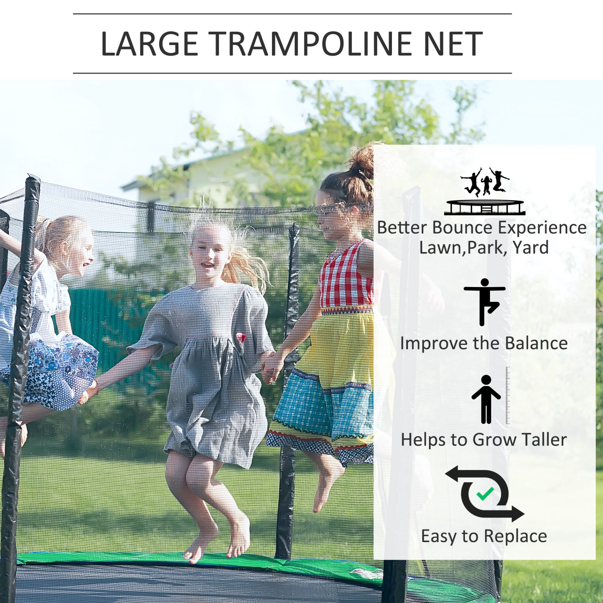 10ft Replacement Safety Trampoline Net with Enclosure | HOMCOM
