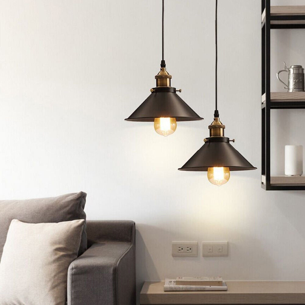 Pendant Light Vintage Flat Black Lamp Shades~3203