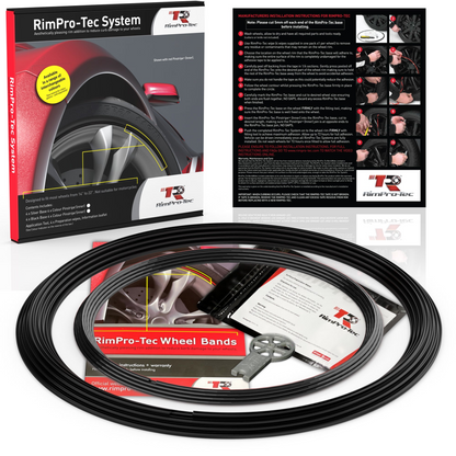 4x Black Base's 4x Black Pinstripe's / RimPro-Tec® Wheelbands™ car wheel styling kit