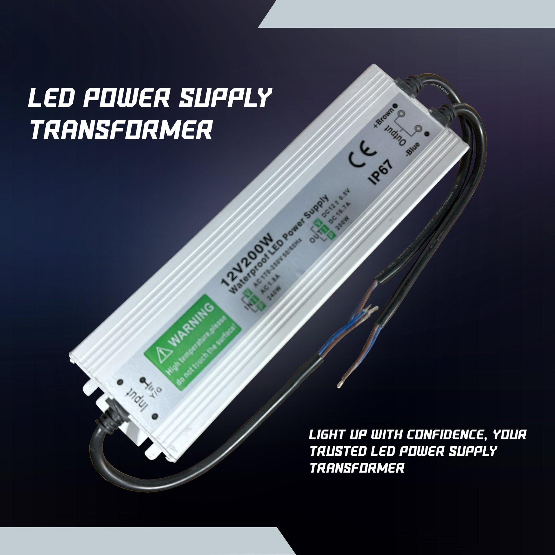 IP67 Waterproof DC 12V 200W LED Driver LED Power Supply Transformer ~3345