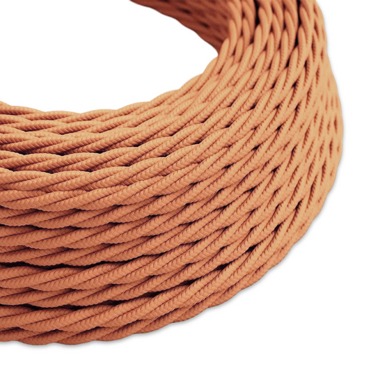 5m Light Brown 2 Core Twisted Electric Fabric 0.75mm Cable~1751