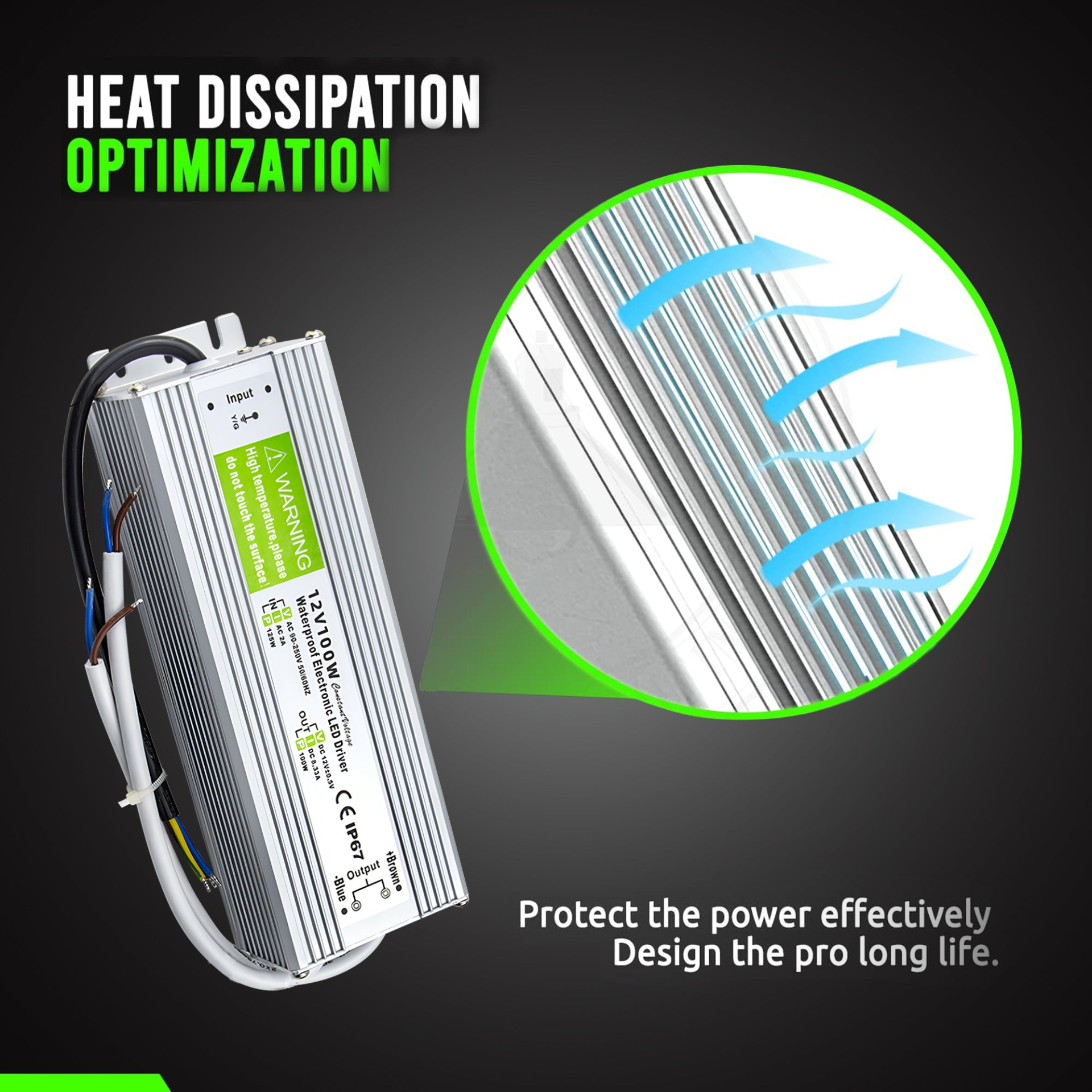 IP67 Waterproof DC 12V 100W LED Driver LED Power Supply Transformer ~3373