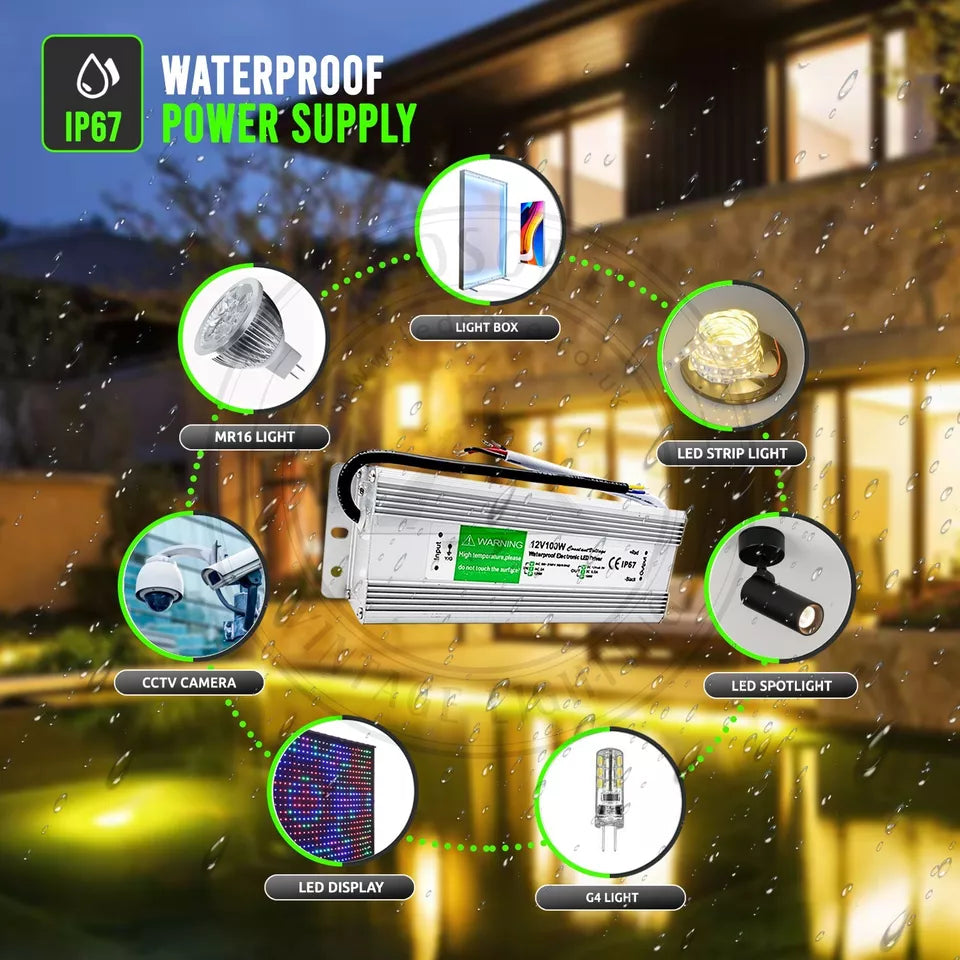 IP67 Waterproof DC 12V 100W LED Driver LED Power Supply Transformer ~3373