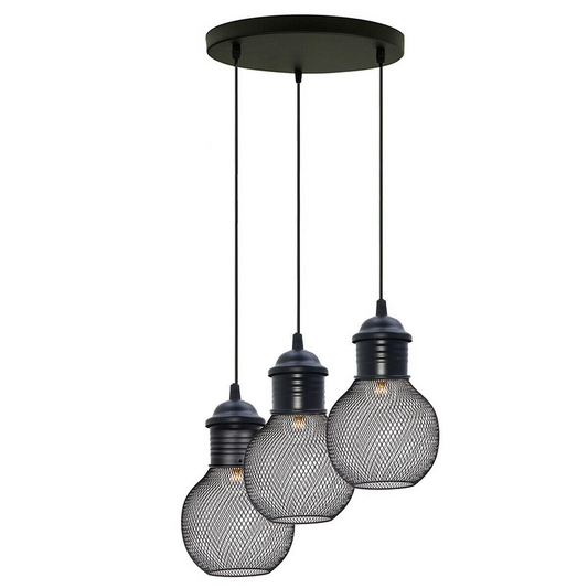 Black Three Way Ball Industrial Retro Loft Metal Ceiling Pendant Light~3102
