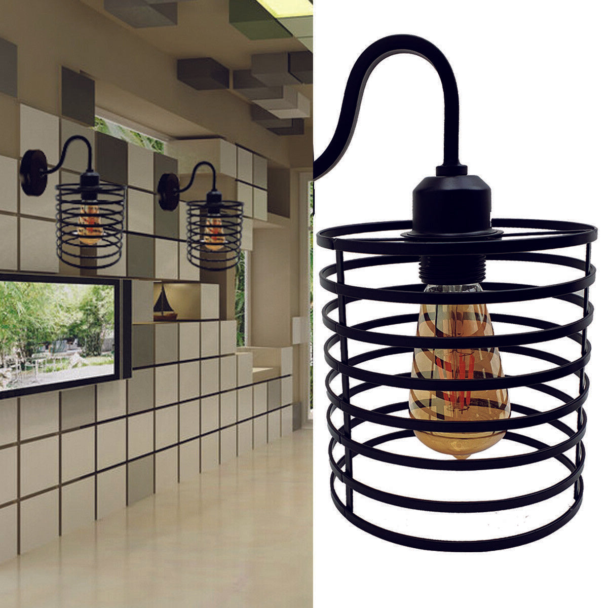Vintage Industrial E27 Base Wall Lights Sconce Lamp Retro Loft Fixture Porch~2369