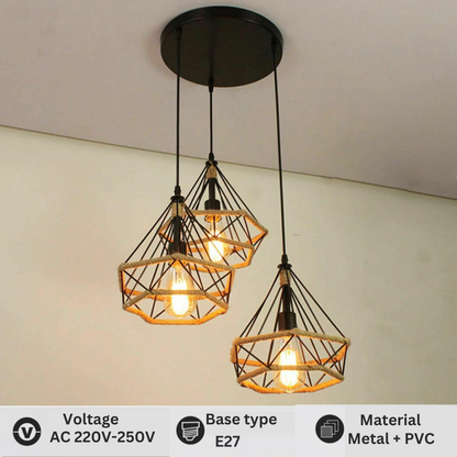 3-Cluster Pendant Light Cage Design ~3216