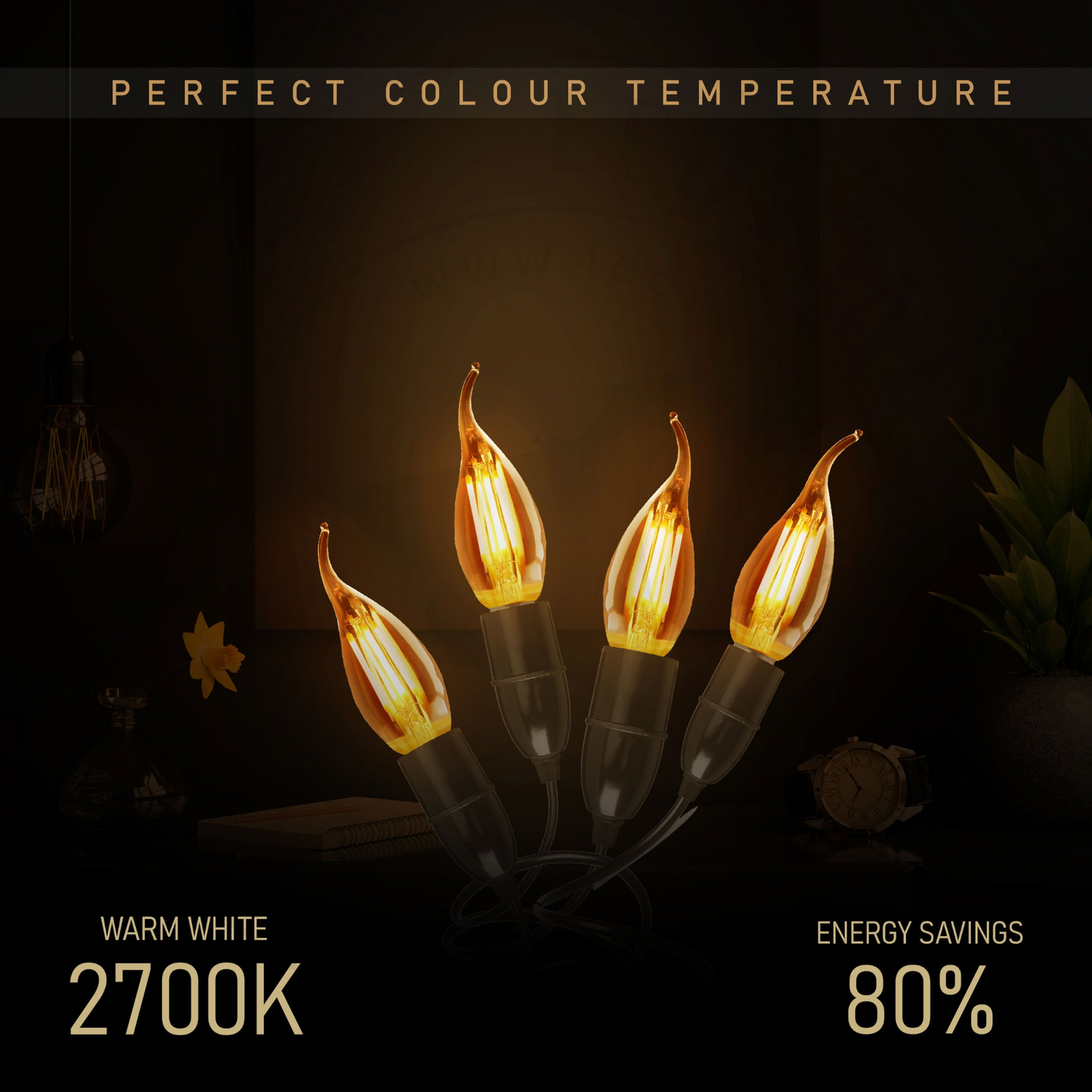 Dimmable E14 LED candle bulb Filament C35 vintage design 4W ~3220