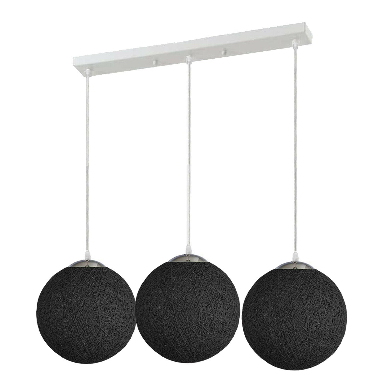 Rattan Pendant Light Fixtures Black 3 light ~1879