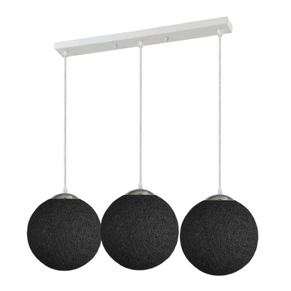Rattan Pendant Light Fixtures Black 3 light ~1879
