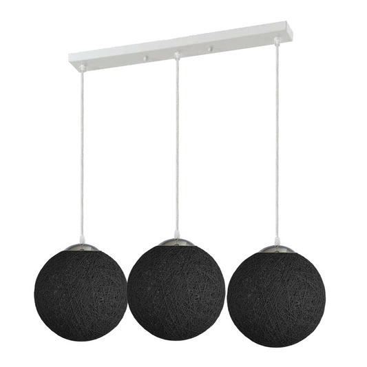 Rattan Pendant Light Fixtures Black 3 light ~1879