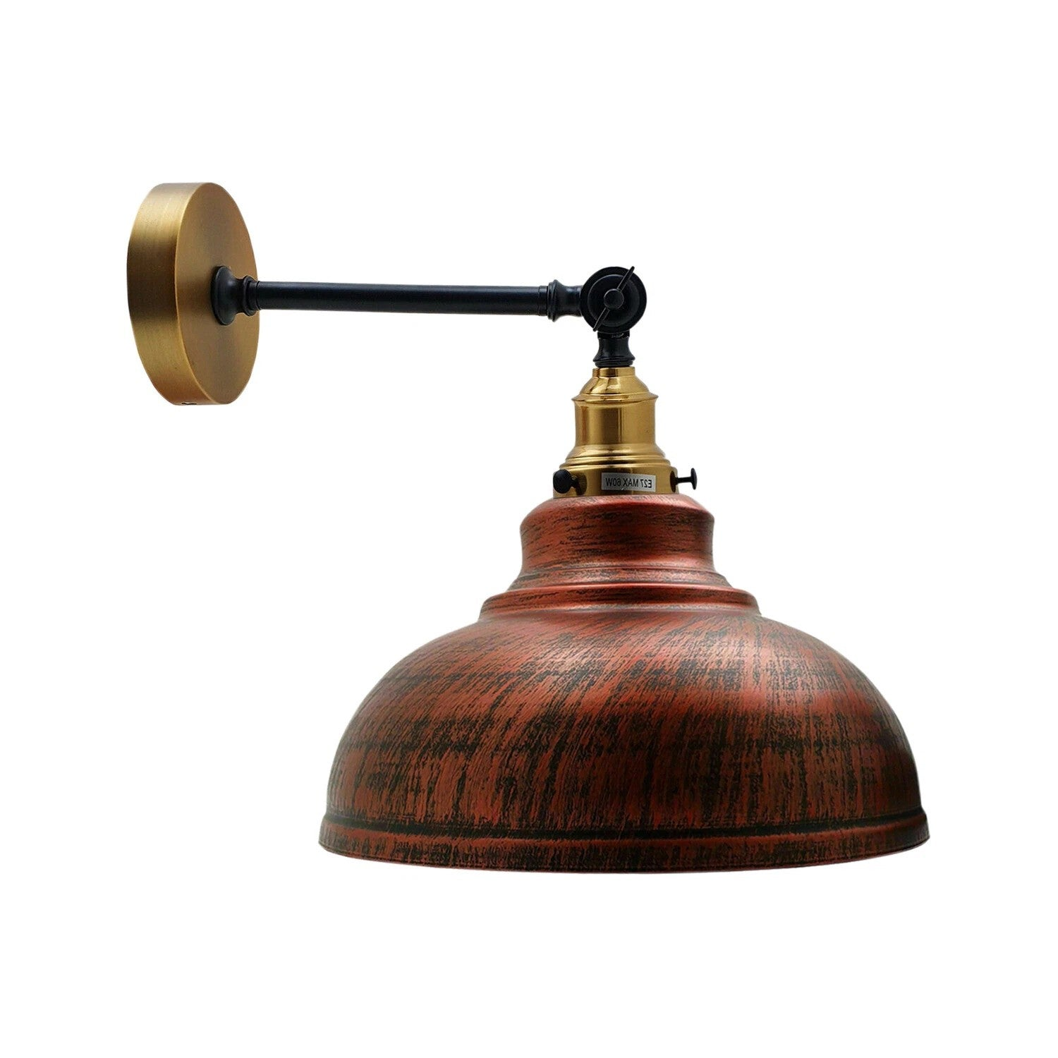 Rustic Red Metal Curvy Brushed Industrial Wall Mounted Wall Lamp Light~3461