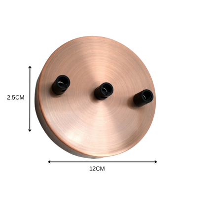 Multi Outlet 3 Hole Ceiling Rose Copper Drop Pendant 120x25mm~2881