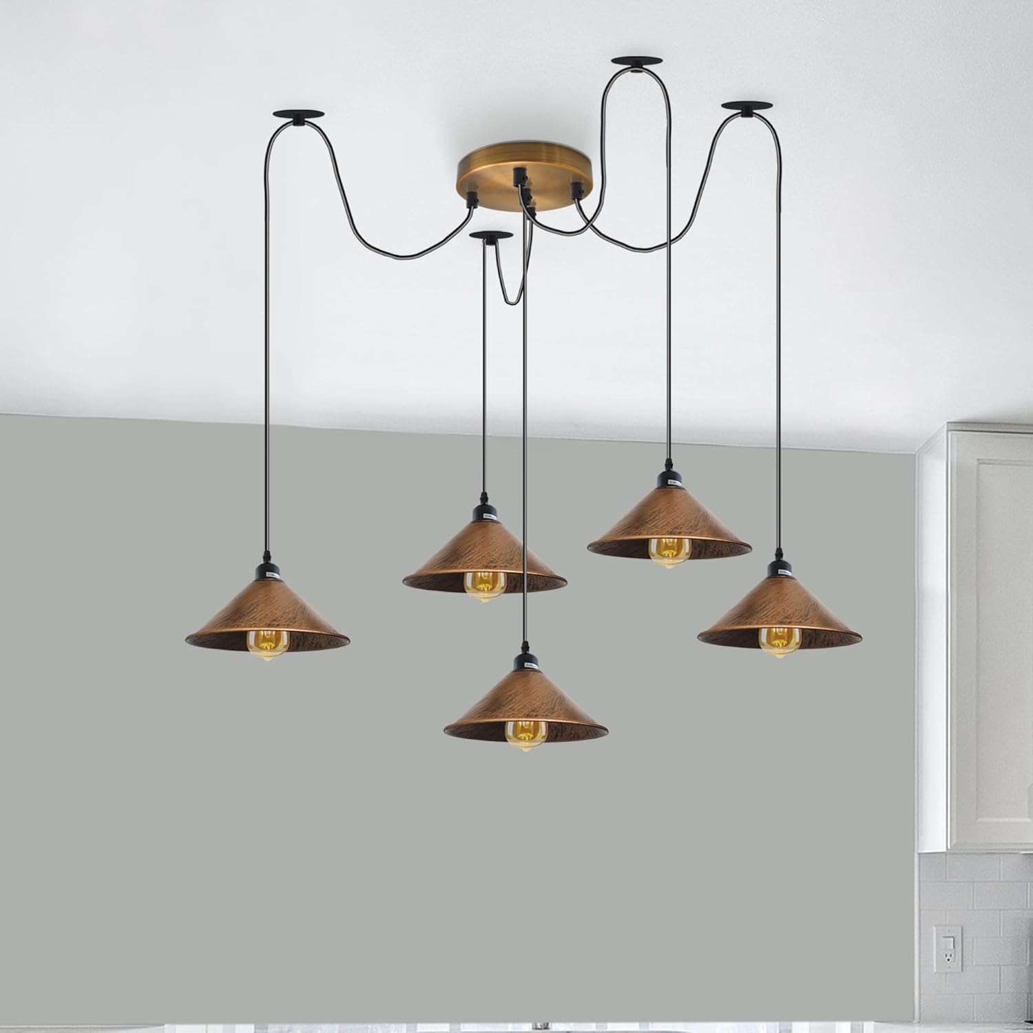 LEDSone industrial vintage 7 Outlet Yellow Brass Metal Ceiling Rose 120x25mm~2750