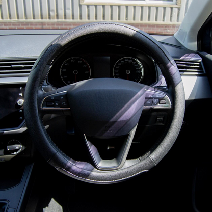 Sakura Chiswick Steering Wheel Cover - Black Faux Leather, Universal Fit