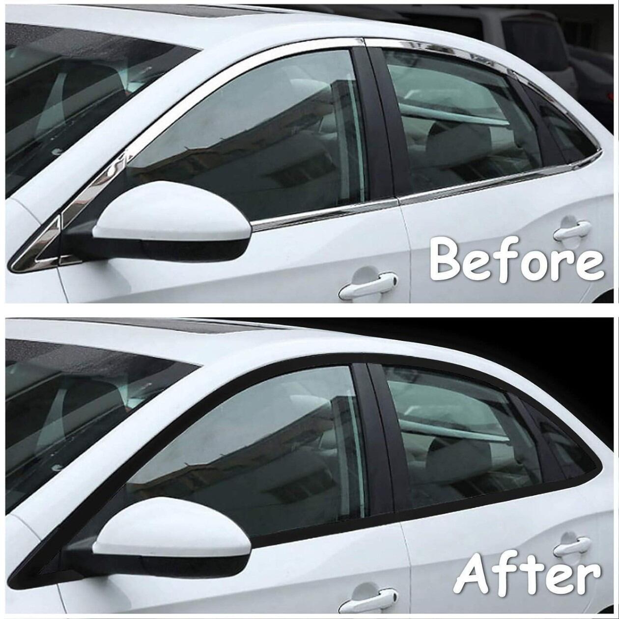 Matte Black Dechrome Vinyl Wrap Kit - Blackout Band for Door Handles & Trim, 10m