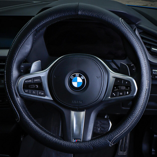 Soft Grip Steering Wheel Cover - Black Non-Slip Slip-On 37-39cm