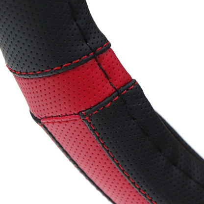 Soft Grip Steering Wheel Cover - Black/Red Non-Slip Slip-On 37-39cm