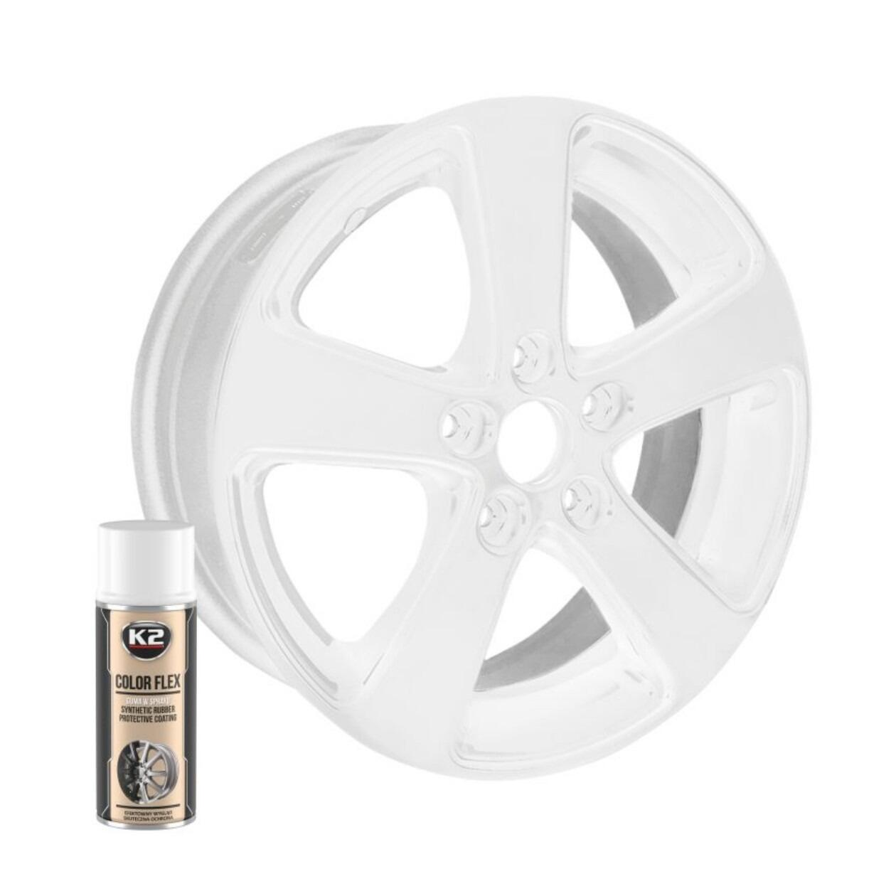 K2 COLOR FLEX Rubber Spray White - 400ml for Protective Coating