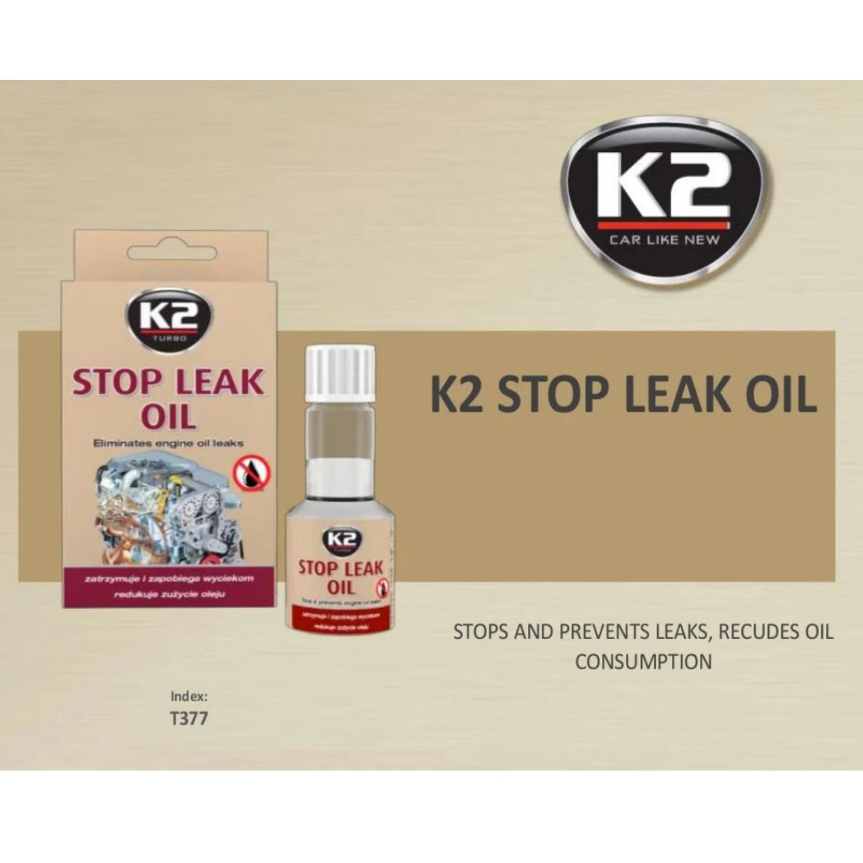 K2 Oil Stop Leak - Engine Oil Leak Sealant for Petrol, Diesel & LPG, 50ml
