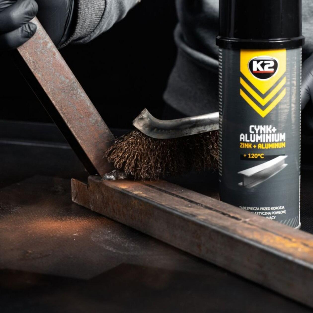 K2 ZINC+ Aluminum Spray - Corrosion Protection +120°C Heat Resistance, 400ml