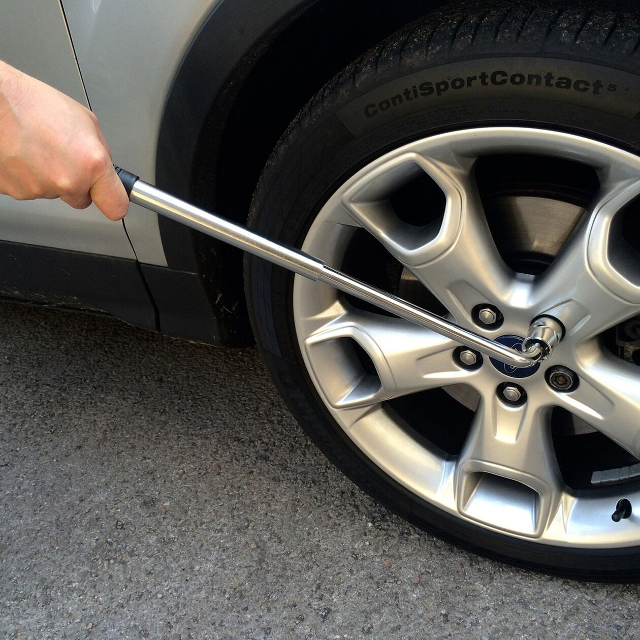 Extendable Wheel Wrench - Anti-Slip Handle with Reversible Drive Sockets