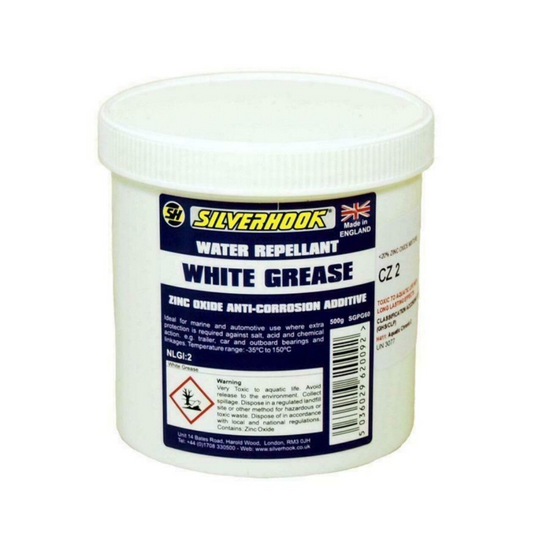 Silverhook Water-Repellent White Grease with Zinc Oxide - 500g Tin for Auto & Marine