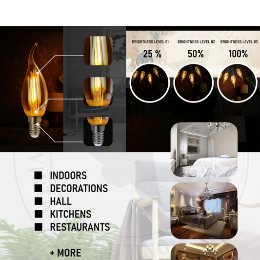 Dimmable E14 LED candle bulb Filament C35 vintage design 4W ~3220