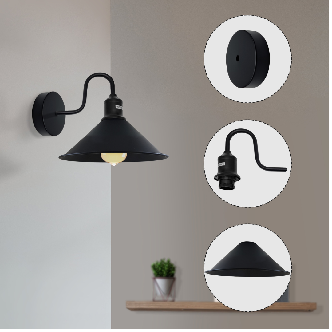 Modern Retro Industrial Black Colour Wall Mounted Lights Rustic Sconce Lamps Fixture~2484