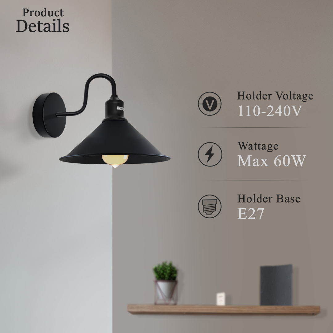Modern Retro Industrial Black Colour Wall Mounted Lights Rustic Sconce Lamps Fixture~2484