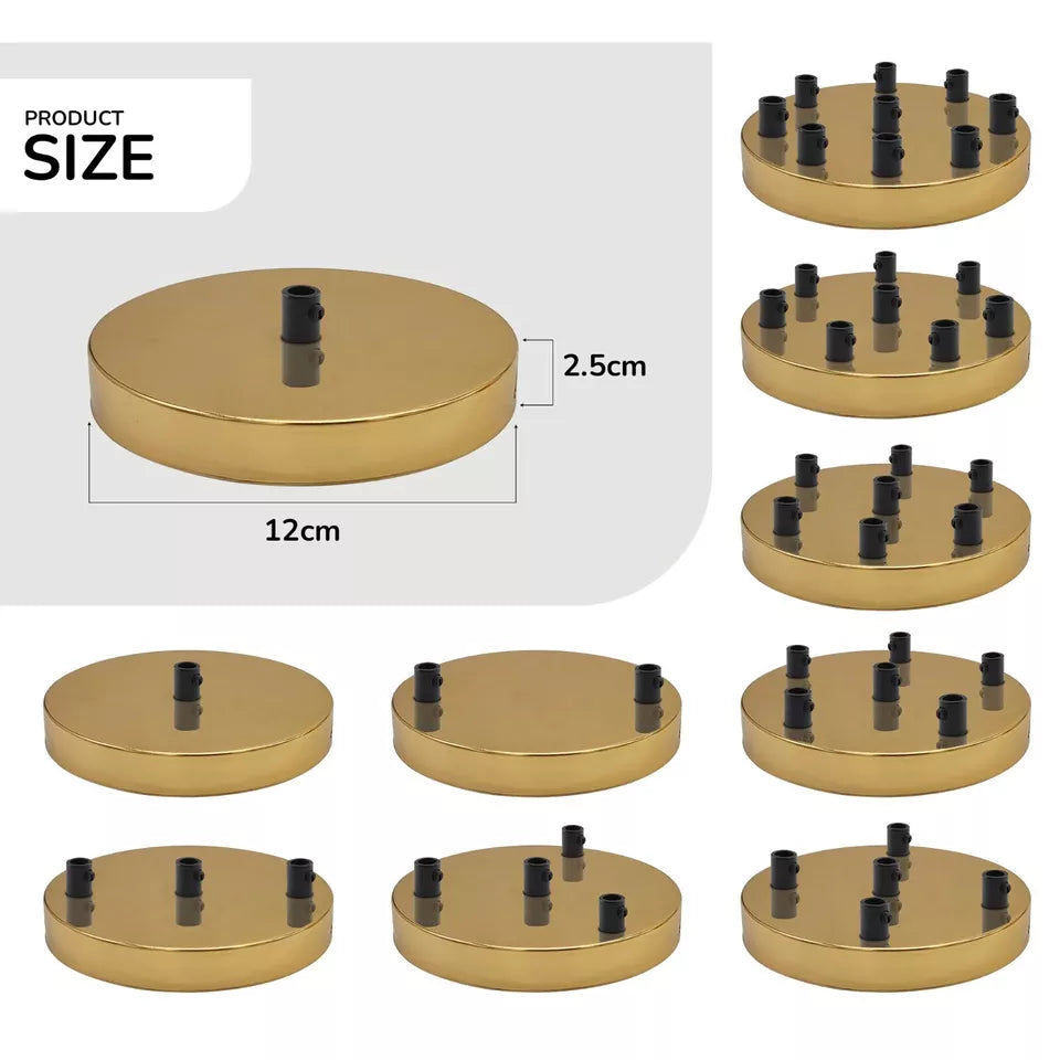 LEDSone industrial vintage 8 Outlet Yellow Brass Metal Ceiling Rose 120x25mm~2749