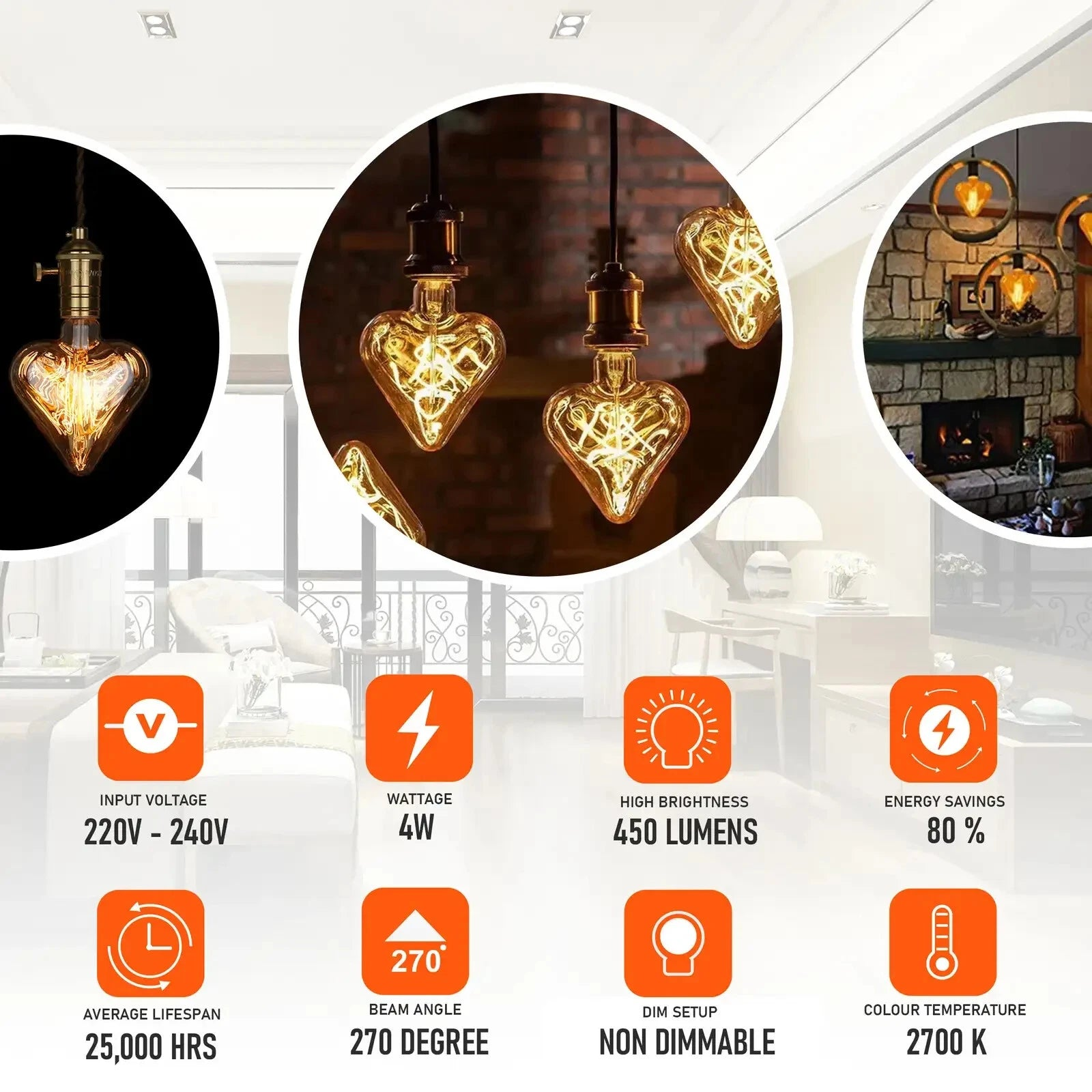 3 Pack_E27 LED Filament Heart Shaped Bulb - Filament Glass~1016