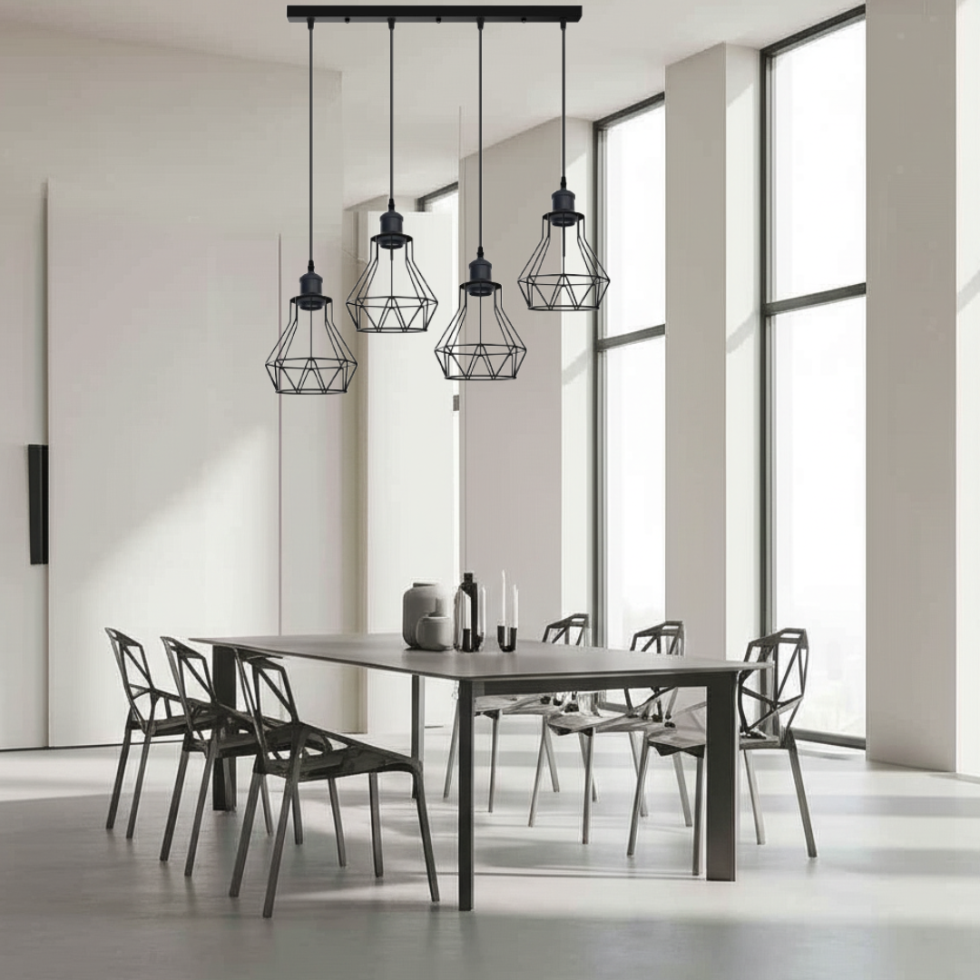 Industrial Pendant Ceiling Light Black Wire Cage Lampshade Hanging Light Fitting~1603