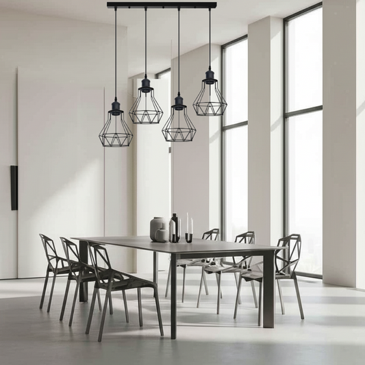 Industrial Pendant Ceiling Light Black Wire Cage Lampshade Hanging Light Fitting~1603