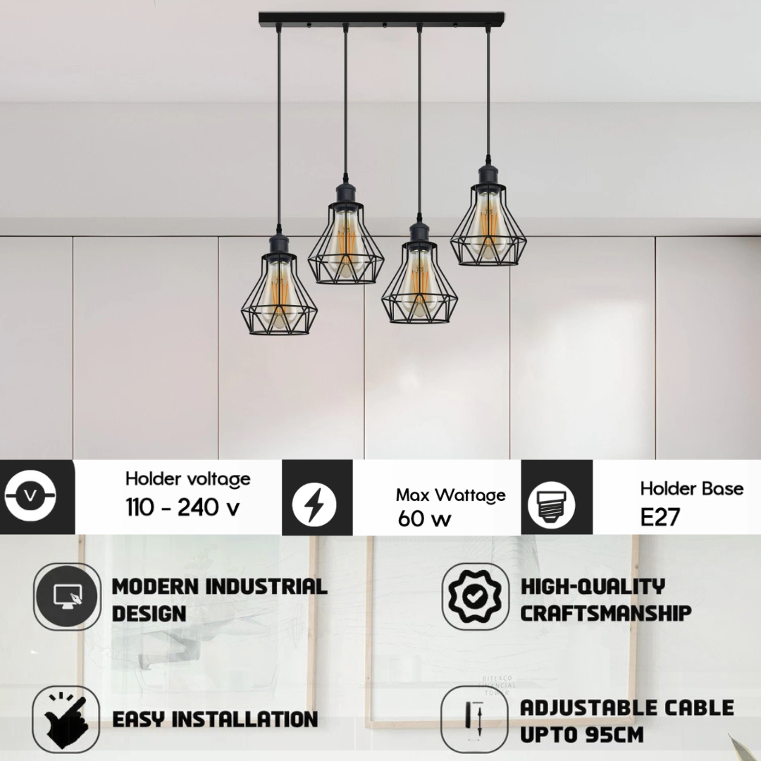 Industrial Pendant Ceiling Light Black Wire Cage Lampshade Hanging Light Fitting~1603