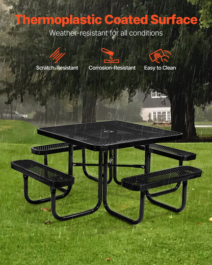 VEVOR Picnic Table Weather Resistant Steel Patio Dining Furniture Set Outdoor