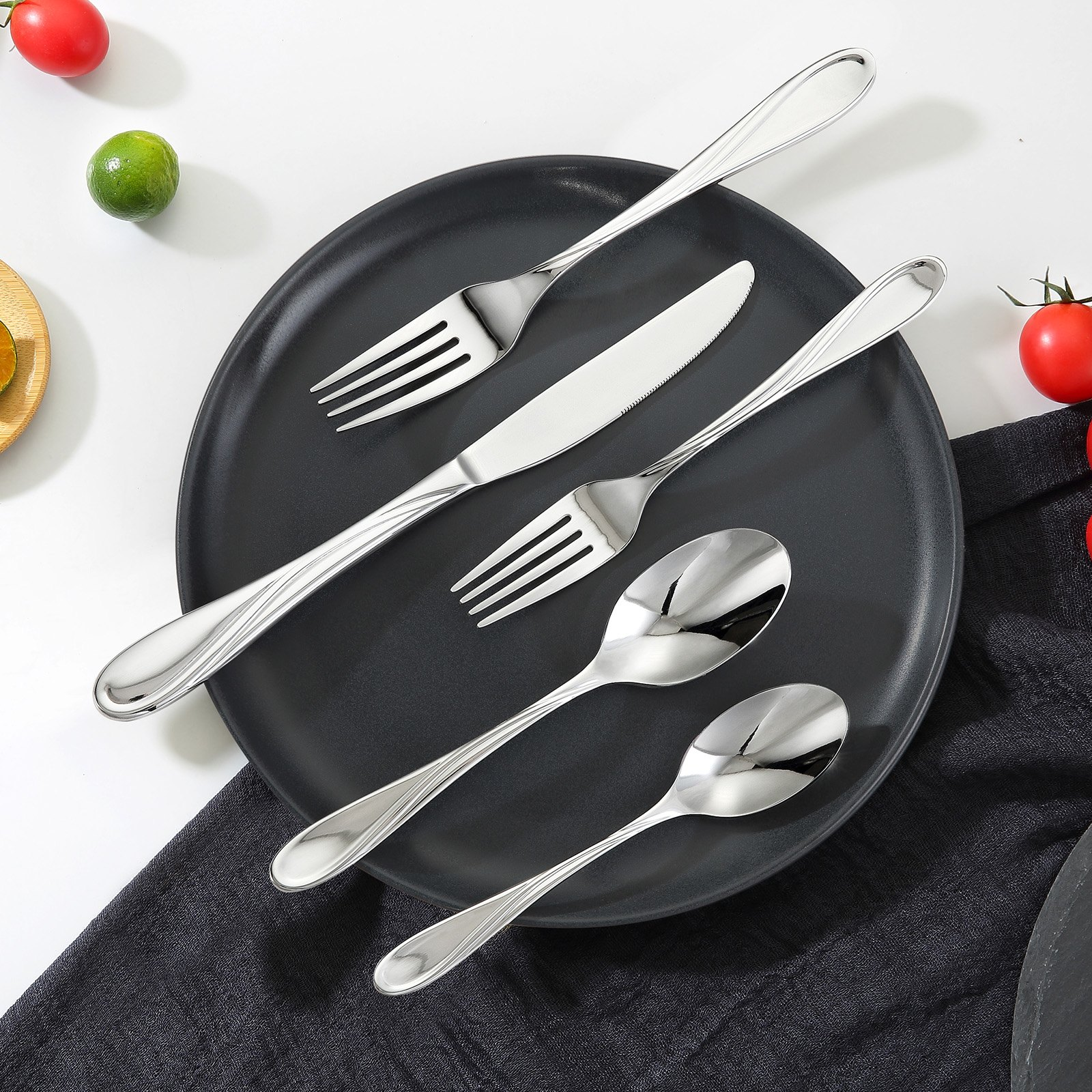 VEVOR 45-Piece Silverware Set Stainless Steel Cutlery Flatware Utensils for 8