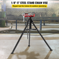 VEVOR Tripod Pipe Chain Vise | 0.3175-12.7 cm Pipe Capacity | 92.5 cm Length | Portable Folding Steel Legs | Grab, Support, and Bend Pipes | Ideal for Factory, Workshop, and Home Use