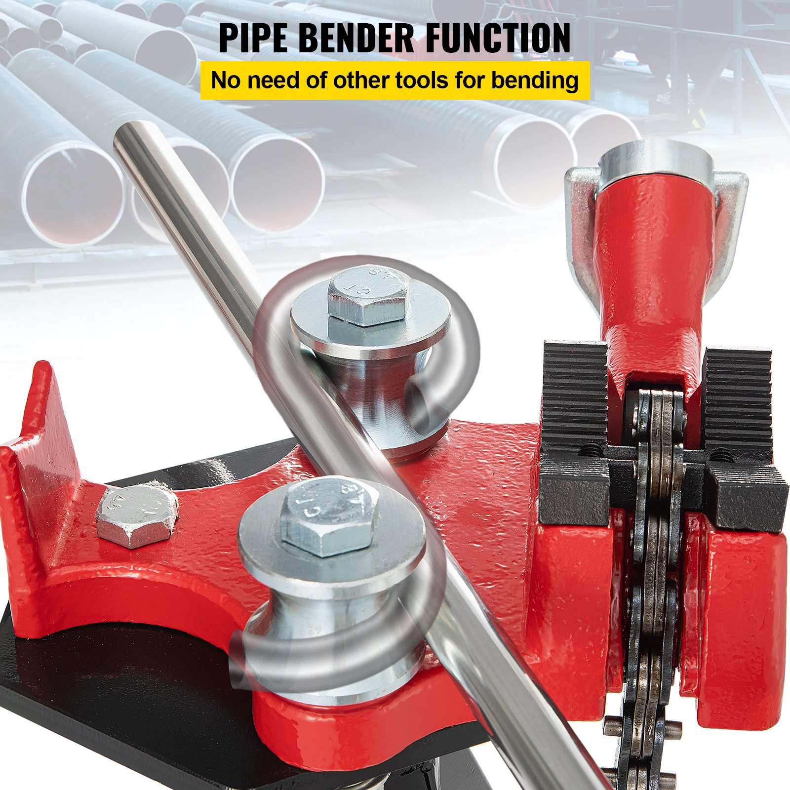 VEVOR Tripod Pipe Chain Vise | 0.3175-12.7 cm Pipe Capacity | 92.5 cm Length | Portable Folding Steel Legs | Grab, Support, and Bend Pipes | Ideal for Factory, Workshop, and Home Use