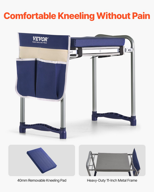 VEVOR Garden Kneeler and Seat 11" Wide Pad 360lbs Folding Garden Stool Non Slip