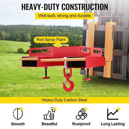 VEVOR 3 Ton Forklift Lifting Hook 6000 LBS/3000KG Capacity Lift Truck Fork Hoist Swivel Hook Mobile Crane Forklift Attachments