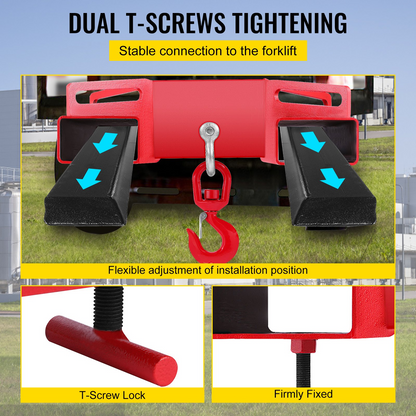 VEVOR 3 Ton Forklift Lifting Hook 6000 LBS/3000KG Capacity Lift Truck Fork Hoist Swivel Hook Mobile Crane Forklift Attachments