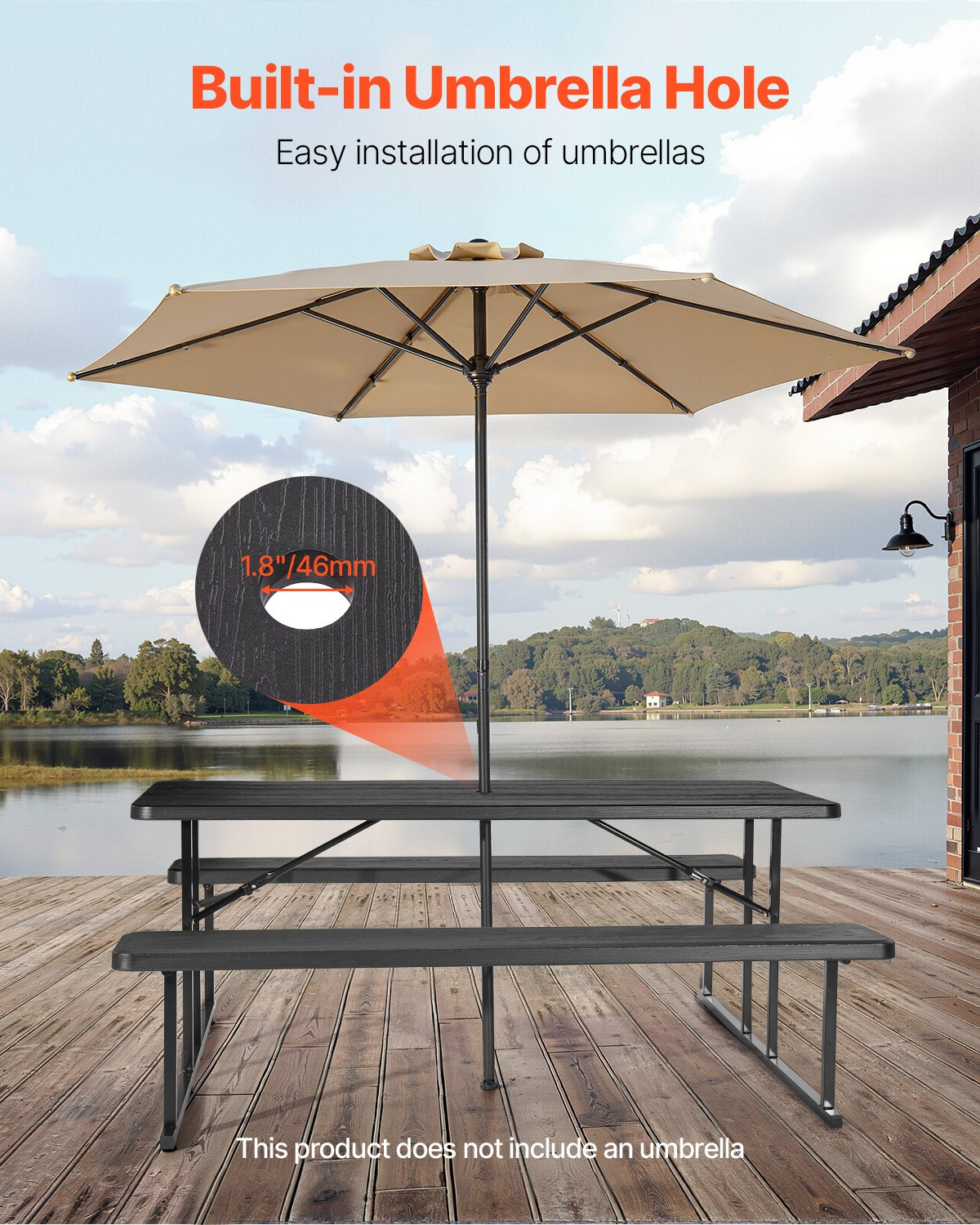 VEVOR Picnic Table Foldable Steel Camping Table Chair Garden Indoor Outdoor